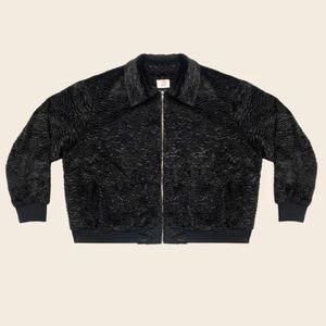 Tamara Malas Rockie Bomber Jacket, Size 10/12, Black Rockie, faux fur